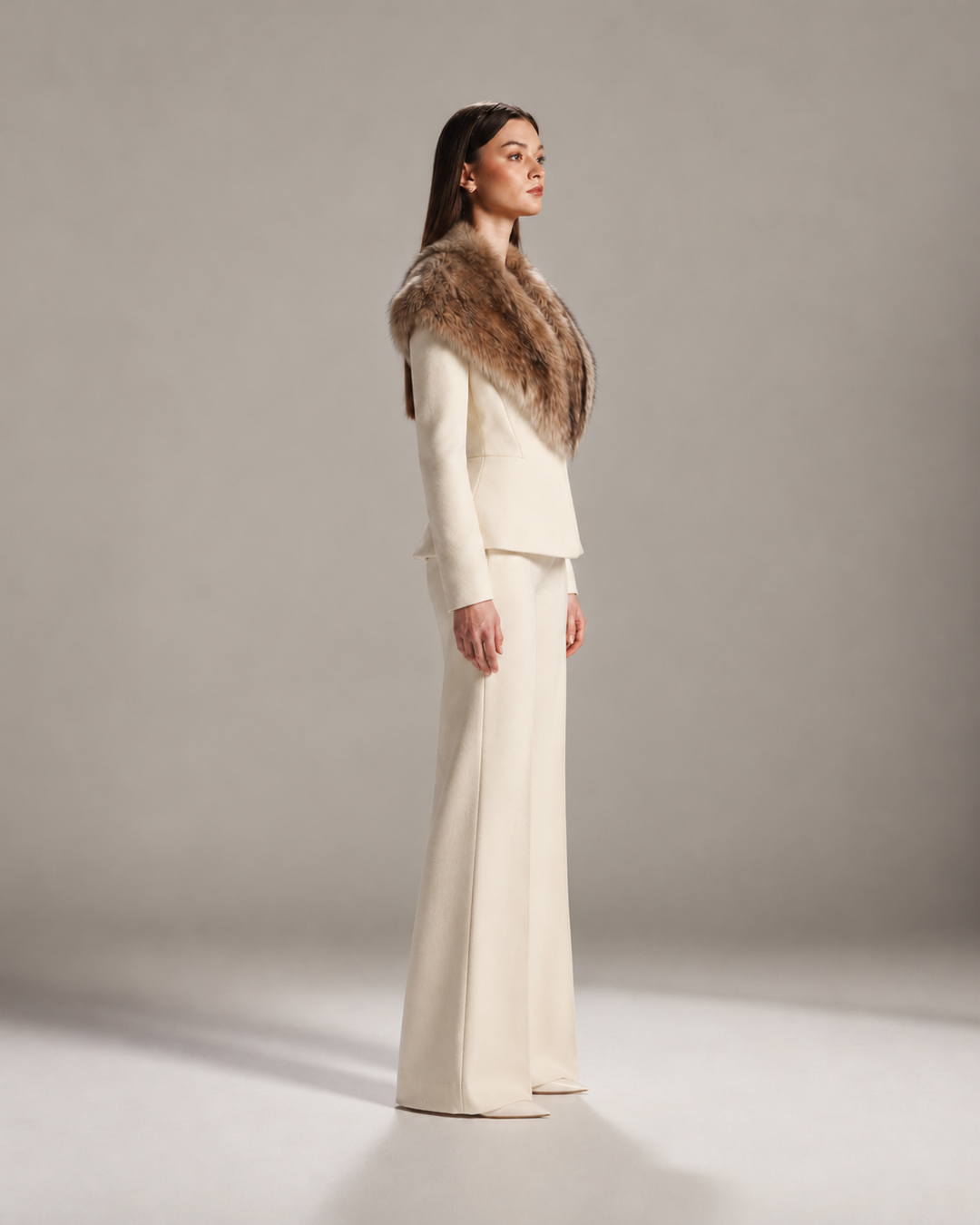 Ivory Royale Fur-Trimmed Suit